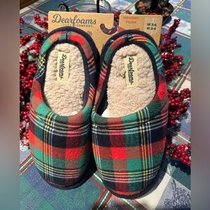 Dearfoams Plaid Unisex Slippers - Red, Green, Blue